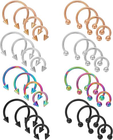 16g Horseshoe Nose Ring Stainless Steel Nose Ring Variety of Sizes Horseshoe Earrings Eyebrow Tragus Lip Rings Horseshoe Piercing for Men and Women 6-12mm in Saudi Arabia