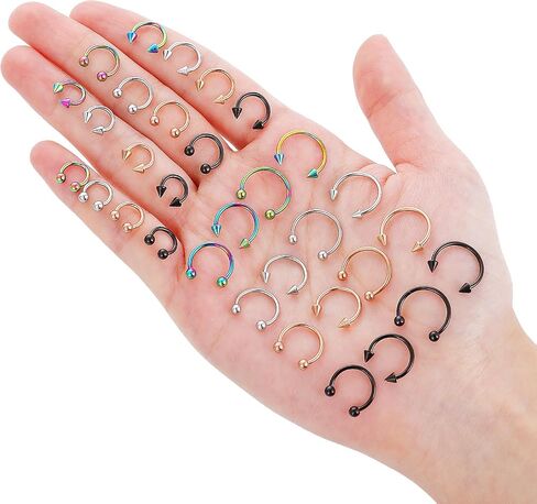 16g Horseshoe Nose Ring Stainless Steel Nose Ring Variety of Sizes Horseshoe Earrings Eyebrow Tragus Lip Rings Horseshoe Piercing for Men and Women 6-12mm in Saudi Arabia