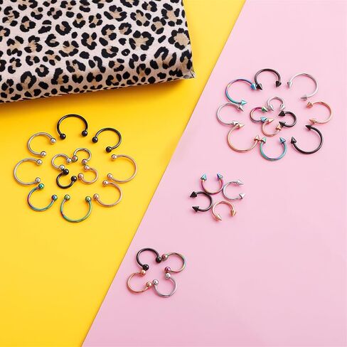 16g Horseshoe Nose Ring Stainless Steel Nose Ring Variety of Sizes Horseshoe Earrings Eyebrow Tragus Lip Rings Horseshoe Piercing for Men and Women 6-12mm in Saudi Arabia