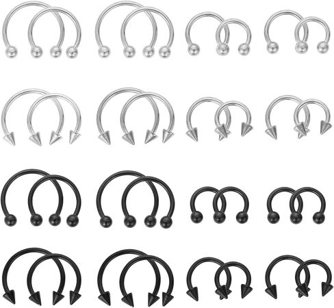 16g Horseshoe Nose Ring Stainless Steel Nose Ring Variety of Sizes Horseshoe Earrings Eyebrow Tragus Lip Rings Horseshoe Piercing for Men and Women 6-12mm in Saudi Arabia
