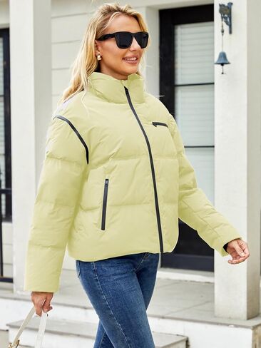 Women's Winter Down Jacket with Removable Sleeves Lightweight Vest Warm Coat with Pockets Outerwear in Saudi Arabia