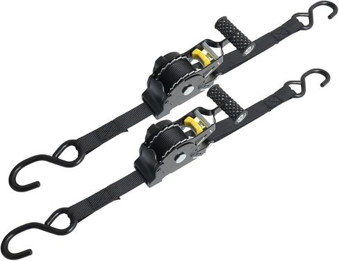 Retractable Ratchet Straps, 2 Pack (1in X 10ft), Heavy Duty Tie Down Ratchet Straps Self Retractable. 896lb Max Break Strength. Ideal for Moving, Securing Cargo.[v2 Black/Grey x 2pack] in Saudi Arabia
