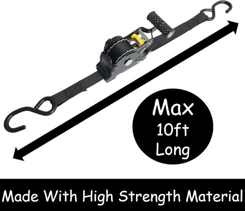 Retractable Ratchet Straps, 2 Pack (1in X 10ft), Heavy Duty Tie Down Ratchet Straps Self Retractable. 896lb Max Break Strength. Ideal for Moving, Securing Cargo.[v2 Black/Grey x 2pack] in Saudi Arabia