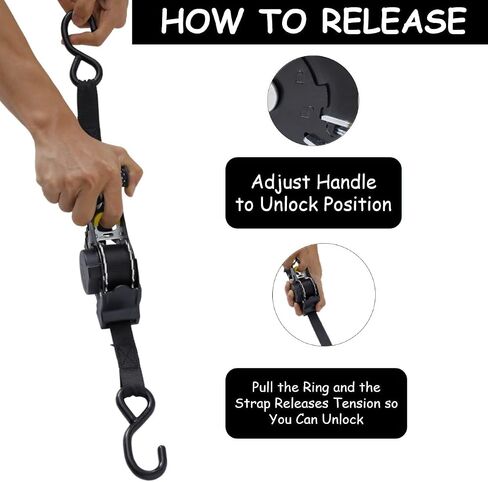 Retractable Ratchet Straps, 2 Pack (1in X 10ft), Heavy Duty Tie Down Ratchet Straps Self Retractable. 896lb Max Break Strength. Ideal for Moving, Securing Cargo.[v2 Black/Grey x 2pack] in Saudi Arabia