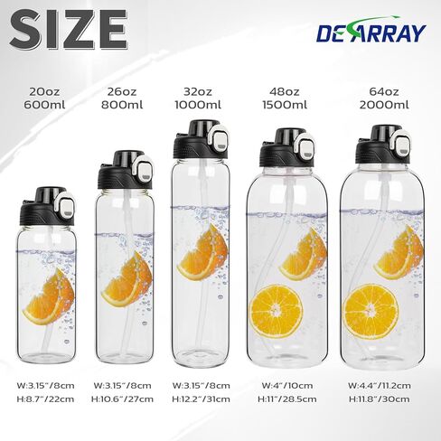 32 oz Sports Glass Water Bottle with Straw & Neoprene Sleeve BPA free Glass Drinking Bottle for Gym, Travel, Smoothie in Kuwait