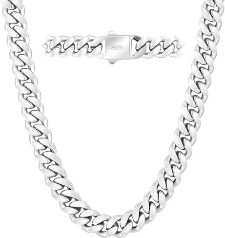 KRKC&CO Cuban Link Chain for Mens Women, 8/10mm Miami Cuban Chain, 316l Stainless Steel and 925 Sterling Silver Filled Necklaces Hip Hop Jewelrys for Him in Kuwait