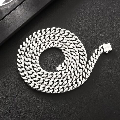 KRKC&CO Cuban Link Chain for Mens Women, 8/10mm Miami Cuban Chain, 316l Stainless Steel and 925 Sterling Silver Filled Necklaces Hip Hop Jewelrys for Him in Kuwait