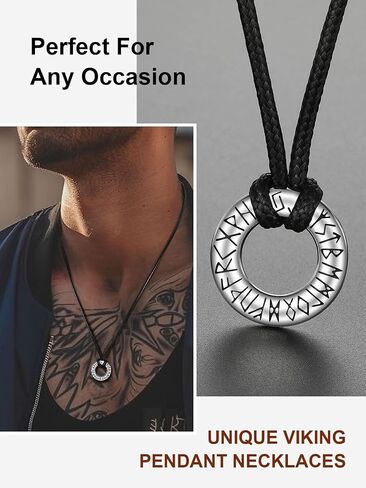 ChainsProMax Mens Viking Necklace, Arrowhead/Rune/Raven Skull Necklace for Men Nordic Jewelry-Send Gift Box in Saudi Arabia