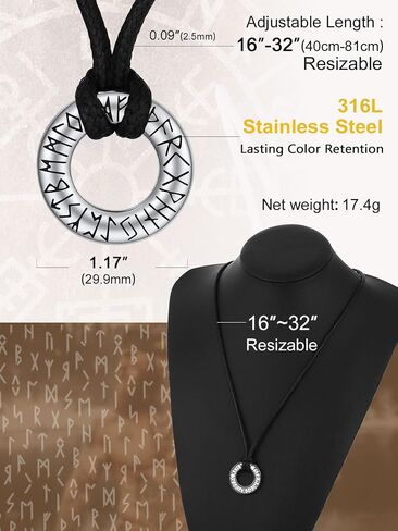 ChainsProMax Mens Viking Necklace, Arrowhead/Rune/Raven Skull Necklace for Men Nordic Jewelry-Send Gift Box in Saudi Arabia