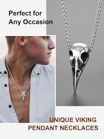 ChainsProMax Mens Viking Necklace, Arrowhead/Rune/Raven Skull Necklace for Men Nordic Jewelry-Send Gift Box in Kuwait