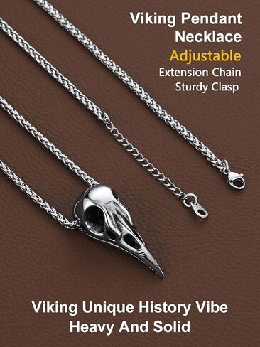 ChainsProMax Mens Viking Necklace, Arrowhead/Rune/Raven Skull Necklace for Men Nordic Jewelry-Send Gift Box in Kuwait