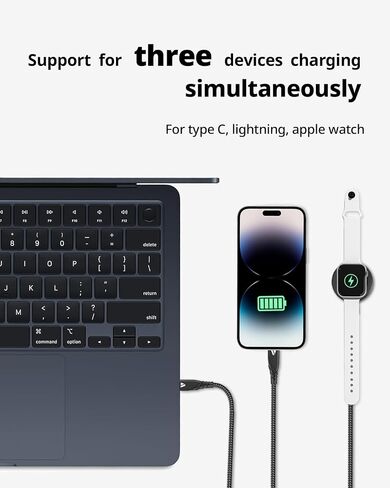SUPERV 5 in 1 Multi Fast Charging Cable,USB Cable,Digital Display, Nylon USB A to USB Type C/Lightning/Micro USB 3.94ft,100W Fast Charging for iPhone Series, Android Series, Type-C Devices in Saudi Arabia