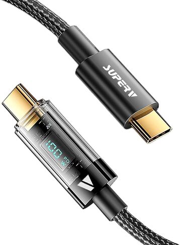 SUPERV 5 in 1 Multi Fast Charging Cable,USB Cable,Digital Display, Nylon USB A to USB Type C/Lightning/Micro USB 3.94ft,100W Fast Charging for iPhone Series, Android Series, Type-C Devices in Saudi Arabia