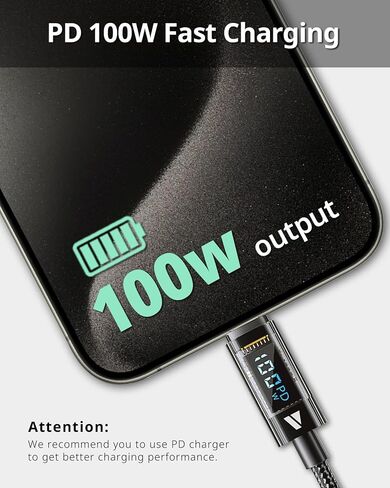 SUPERV 5 in 1 Multi Fast Charging Cable,USB Cable,Digital Display, Nylon USB A to USB Type C/Lightning/Micro USB 3.94ft,100W Fast Charging for iPhone Series, Android Series, Type-C Devices in Saudi Arabia