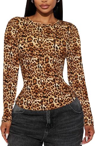 Women's Long Sleeve Basic Tops - Crew Neck Casual Going Out Y2K Fall Top Fitted T Shirt Clothes in Kuwait