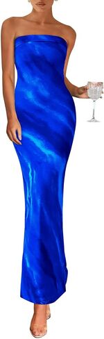 PRETTYGARDEN Womens Summer Printed Tube Maxi Dress Strapless Bodycon Sleeveless Night Out Long Dresses in Kuwait