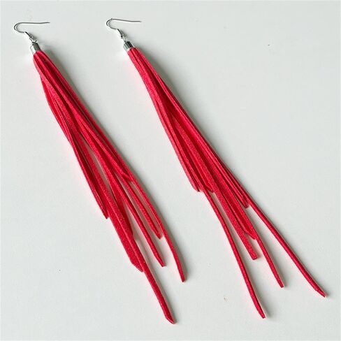 أقراط جلدية شرابة البوهيمي شرابة هامش استرخى أقراط بوهو اليدوية جلدية ريشة طويلة الشرابة أقراط مجوهرات الغربية للنساء in Kuwait