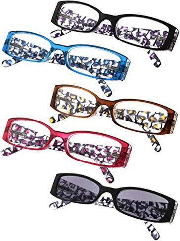 5-Pack Ladies Floral Design Temples Reading Glasses for Women Includes Sunshine Readers in Kuwait