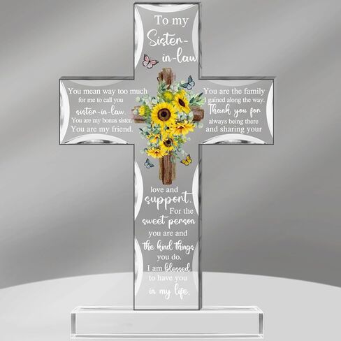 Sister in Law Gifts from Sister Acrylic Cross Sister in Law Birthday Gifts Thank You Gifts for Sister Acrylic Decorative Signs Plaques for Sister Women Thanksgiving Christmas Wedding in Saudi Arabia
