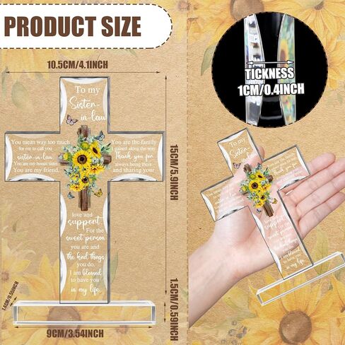 Sister in Law Gifts from Sister Acrylic Cross Sister in Law Birthday Gifts Thank You Gifts for Sister Acrylic Decorative Signs Plaques for Sister Women Thanksgiving Christmas Wedding in Saudi Arabia