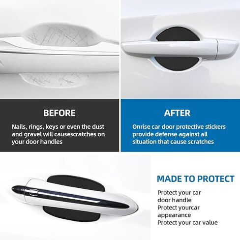 Car Door Handle Protector, 4PCS 3D Carbon Fiber Door Handle Cover for Universal Car Door Protector (M Handle Protector) in Saudi Arabia