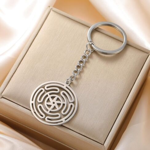 TEAMER Hekate Wheel Keychain Stainless Steel Hecate's Wheel Keychain Wicca Wheel of Hekate Goddess Amulet Jewelry for Women in Saudi Arabia