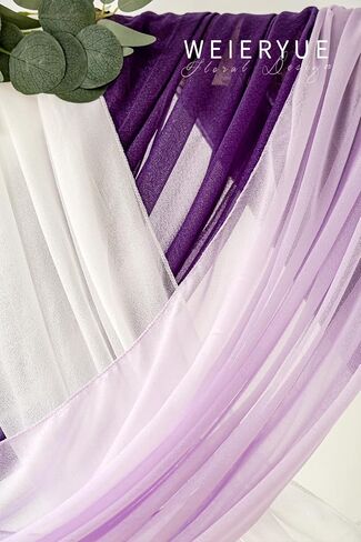 Deluxe Purple Artificial Wedding Arch Flowers with Drapes Kit-Pack of 5, 2pcs Flower Arrangements 3pcs Hanging Sheer Drapes Blue Ceremony Arbor Reception Backdrop Rose Floral Decorations. in Kuwait