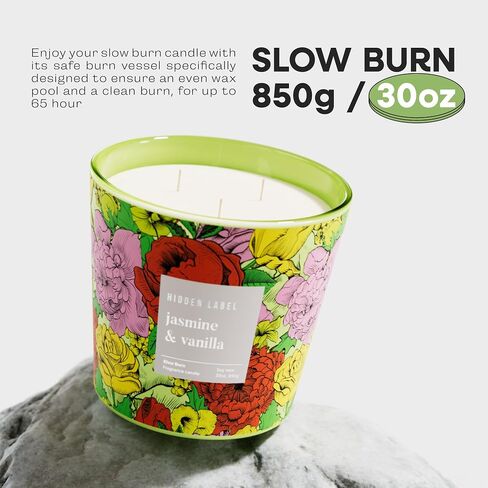 Hidden Label Jasmine & Vanilla Scented,3 Wick Large Candles for Home Scented, 30oz Natural Soy Candles for Home Scented,100 Hour Burn Time, Long Lasting Highly Scented Luxury Candle Gift in Saudi Arabia