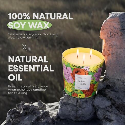 Hidden Label Jasmine & Vanilla Scented,3 Wick Large Candles for Home Scented, 30oz Natural Soy Candles for Home Scented,100 Hour Burn Time, Long Lasting Highly Scented Luxury Candle Gift in Saudi Arabia