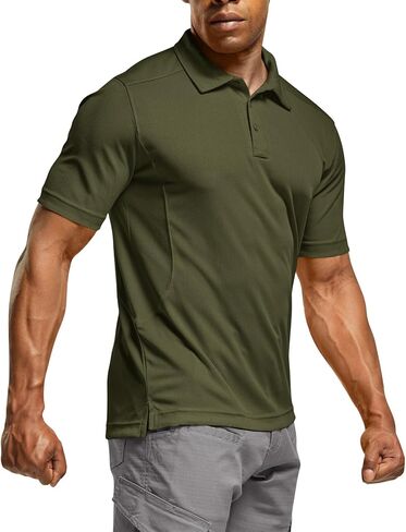 CQR Men's Polo Shirt, Short Sleeve Tactical Shirts, Dry Fit Lightweight Performance Golf Shirts, Outdoor UPF 50+ Pique Shirt in Kuwait