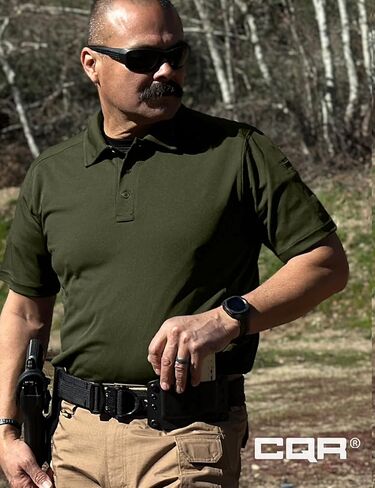 CQR Men's Polo Shirt, Short Sleeve Tactical Shirts, Dry Fit Lightweight Performance Golf Shirts, Outdoor UPF 50+ Pique Shirt in Kuwait