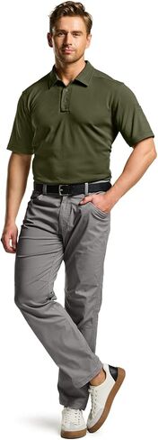 CQR Men's Polo Shirt, Short Sleeve Tactical Shirts, Dry Fit Lightweight Performance Golf Shirts, Outdoor UPF 50+ Pique Shirt in Kuwait