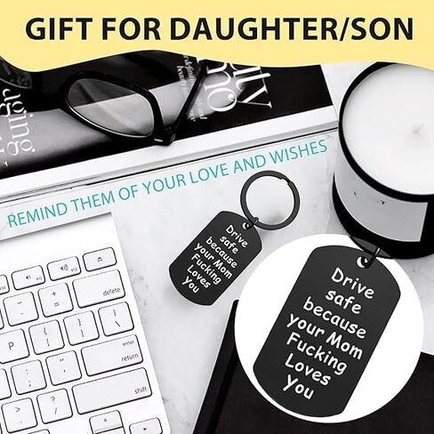 Drive Safe Keychain Proud of You Daughter Son Present Mom's Love Keychain New Driver Present Keychain in Kuwait