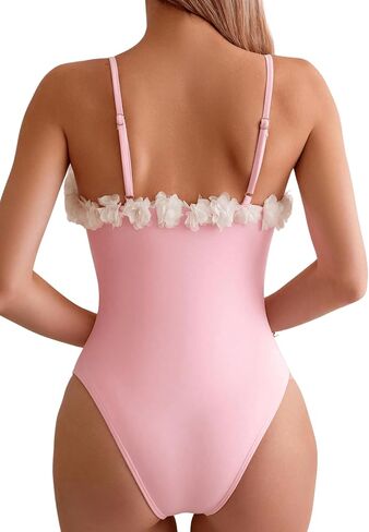 Floerns Women's Floral Appliques Monokini Swimwear Bikini One Piece Swimsuits in Saudi Arabia