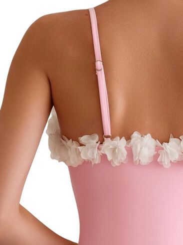 Floerns Women's Floral Appliques Monokini Swimwear Bikini One Piece Swimsuits in Saudi Arabia