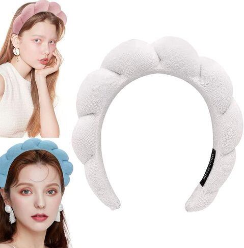 Headband for Spa, Makeup Removal, Shower, and Skincare - Sponge Headband (White) in Saudi Arabia