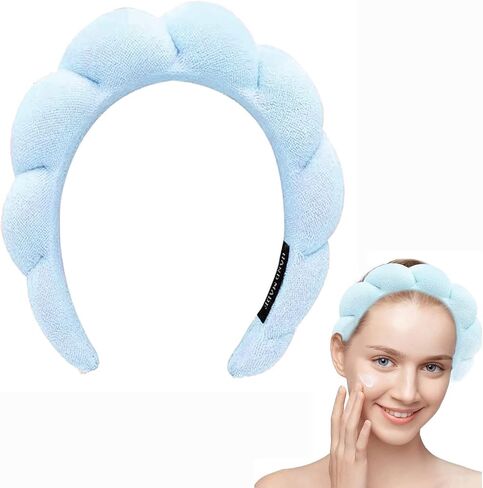Headband for Spa, Makeup Removal, Shower, and Skincare - Sponge Headband (White) in Saudi Arabia