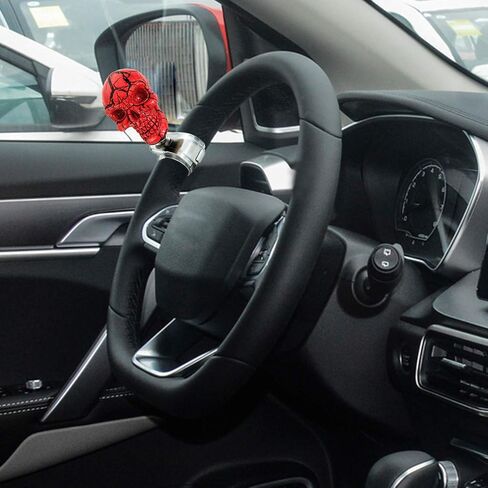 Arenbel Skull Car Turning Booster Grip Spinner Steering Wheel Suicide Knob Assist Handle Fit Most Manual Automatic Vehicles, Black in Saudi Arabia