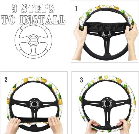 BIGCARJOB Auto Accessiores Car Streering Wheel Cover,15 inch Universal Strentch On Soft Neoprene Cover,Vintage Floral Print for Women Girls… in Saudi Arabia