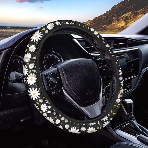 BIGCARJOB Auto Accessiores Car Streering Wheel Cover,15 inch Universal Strentch On Soft Neoprene Cover,Vintage Floral Print for Women Girls… in Saudi Arabia