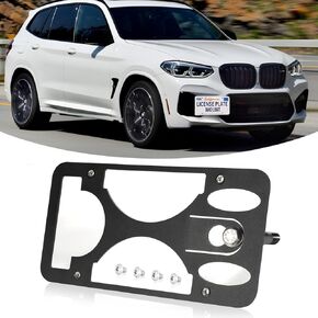 Front Bumper Tow Hook License Plate Mount Bracket for BMW X3 2018-2025, No Drill Plate Holder, Front License Plate Bracket
