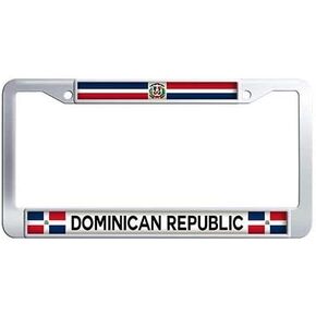 ZIMBRO Dominican Republic Flag Car License Plate Frame Holder Aluminum Metal Auto License Cover Holder