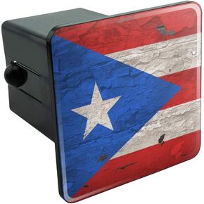 GRAPHICS & MORE Rustic Distressed Puerto Rico Flag Wood Look Tow Trailer Hitch Cover Plug Insert