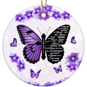 Memorial Ornament for Christmas Tree, Sympathy Gifts for Loved Ones, 2-Side Printed Ceramic Ornament 2024, Christmas in Heaven with Rocking Chair Ornament