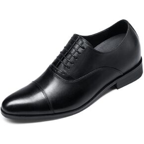CHAMARIPA Men's Height Increasing Dress Shoes - Men's Invisible Height Increasing Elevator Uniform Dress Shoes, Calfskin Leather Oxford Formal Shoes, 2.76 Inches Taller, Y92H38-1,Black, Size 11.5