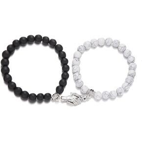 Hold Hands Magnetic Couple Bracelet Bead Couple Bracelets Matching Bracelets Wishing Stone Creative Couple Bracelet for Him and Her
