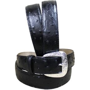 Tony Lama Men's Black Ostrich Dress Belt Black 34