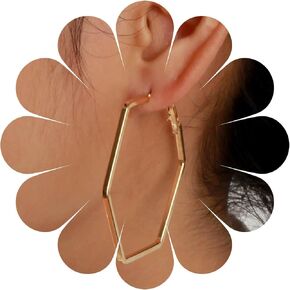 Boho Geometric Hexagon Earrings Gold Hollow Hoop Earrings Large Geometric Drop Earrings Exaggerated Polygon Earrings Jewelry for Women