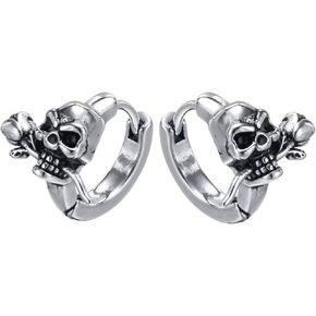 skull earrings for Women Girl Ladies,Rose inlay skull Hoop earrings.