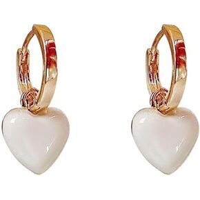 Enamel Heart Small Huggie Hoop Earrings Gold Plated Dainty Charm Colorful Chunky Red Love Hearts Dangle Drop Earrings for Women Minimalist Valentines Day Birthday Christmas Party Fashion Jewelry Gifts
